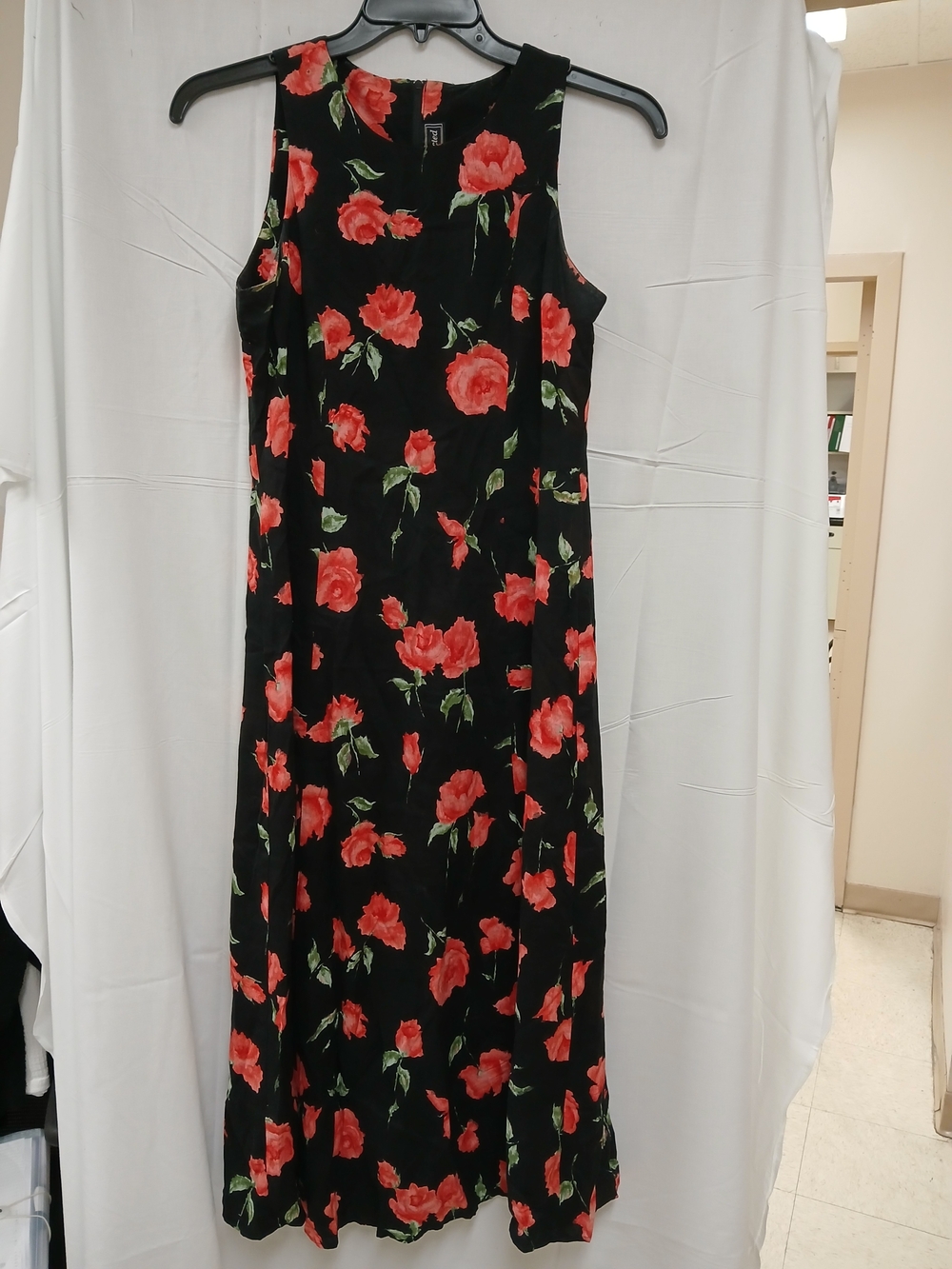 connected apparel Black Maxi Dress with Red Floral Print